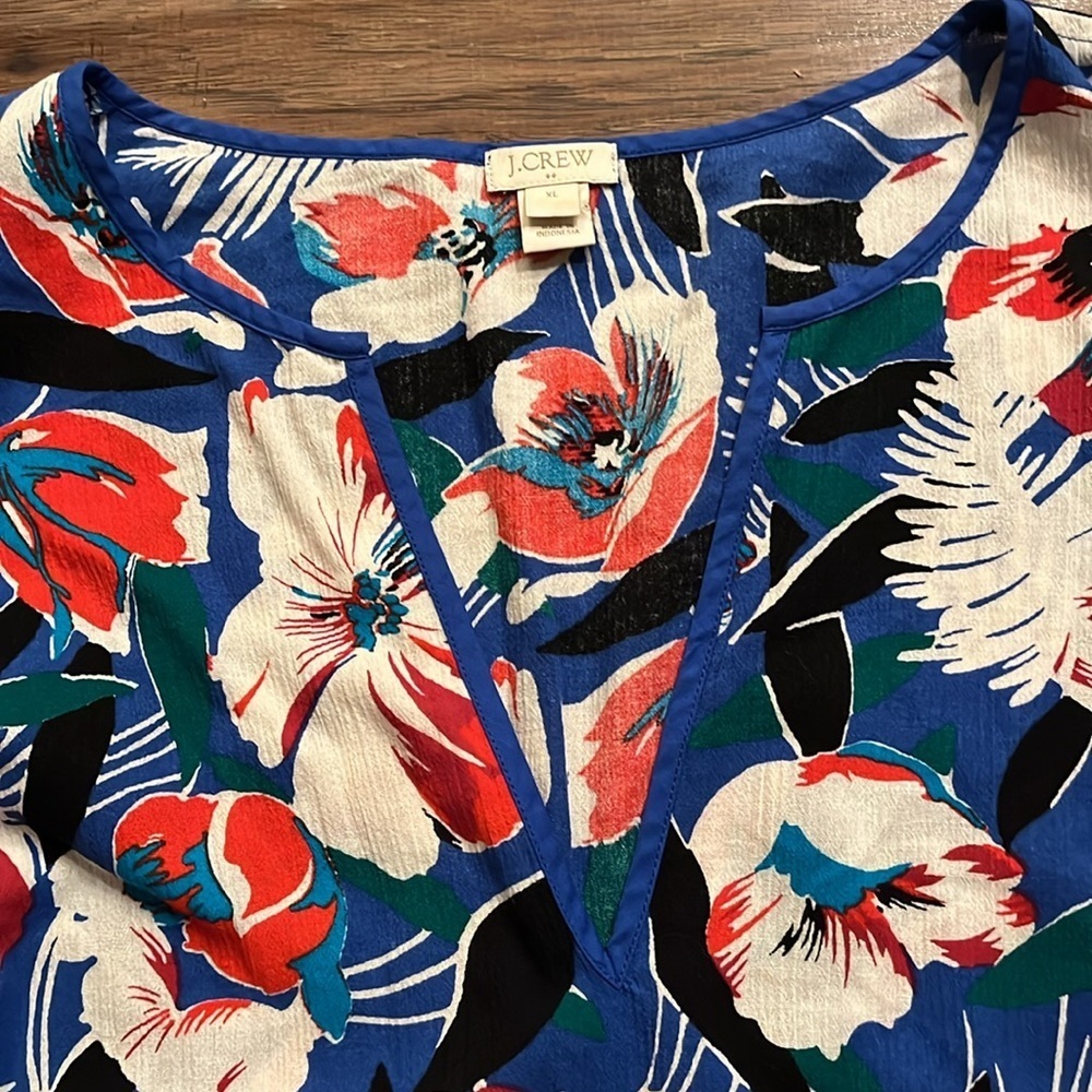 J Crew Floral Tunic Top Size XL - Picture 4 of 10